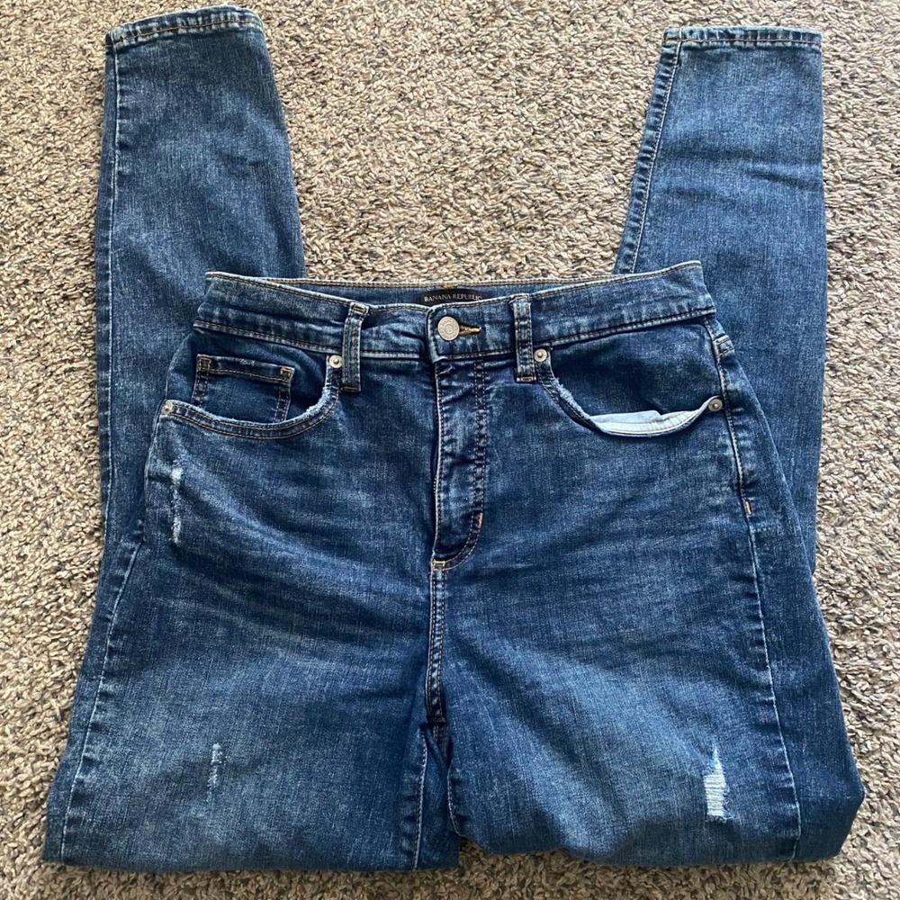 Banana Republic Curvy High Rise Skinny Jeans‎ Women's Size 28/6 Distressed Denim